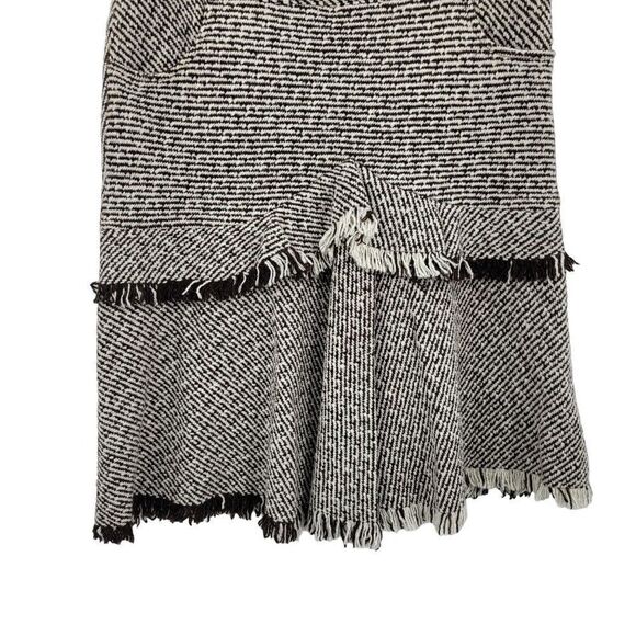 Womens Skirt Tweed Tiered Fringed Tea Length Pockets Boho Country Brown S - Picture 7 of 9